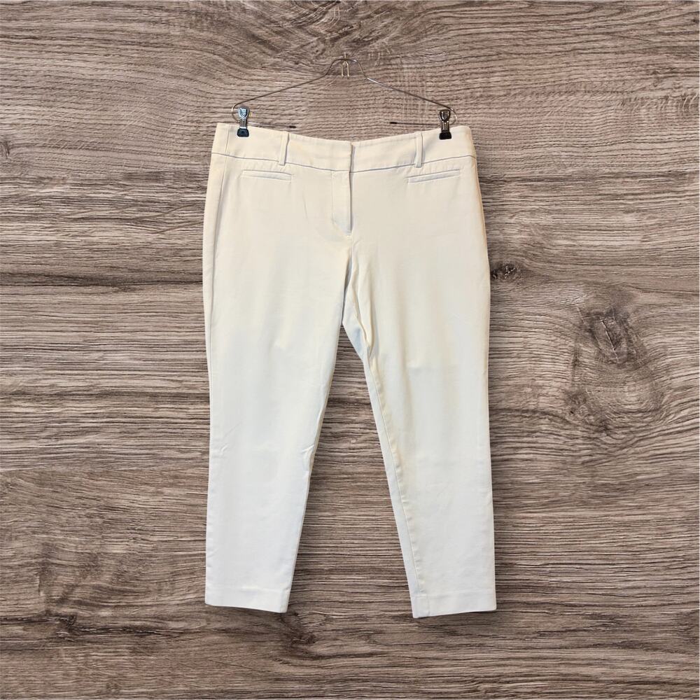 LOFT Marisa The Riviera Pant 12 Ivory Ankle Crop Coastal Nautical Preppy Resort